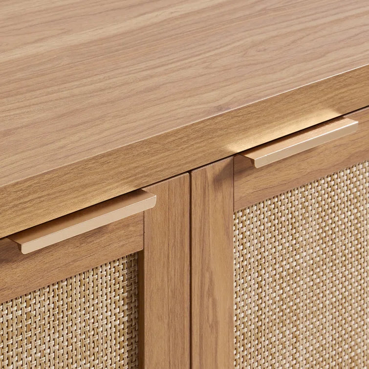 Rattan 4-Door Storage Sideboard Cabinet