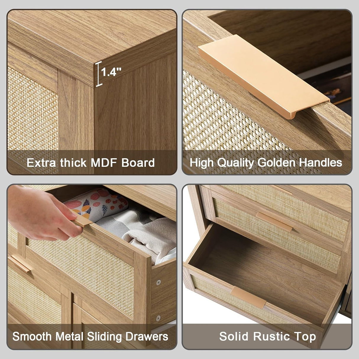 Rattan 6-Drawer Dresser Storage Chest