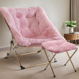 Foldable Faux Fur Comfy Saucer Chair