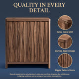 Wooden Wave Pattern Double-Door Storage Cabinet