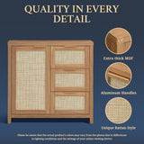 Rattan 3-Drawer 1-Door Storage Cabinet