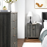 Wooden Fluted 5-Drawer Chest with Curved Silhouette Design