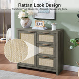 Rattan 3-Drawer 3-Door Storage Cabinet