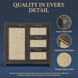 Rattan 3-Drawer 1-Door Storage Cabinet