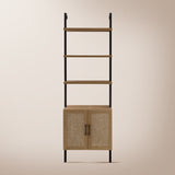 Rattan Ladder 5 Tier Open Tall Bookshelf