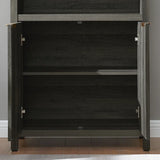 Wooden Fluted 5-Tier Tall Bookcase Cabinet with Doors