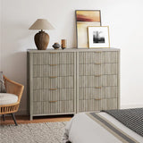 Wooden Fluted 5-Drawer Chest with Curved Silhouette Design