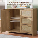 Rattan 3-Drawer 3-Door Storage Cabinet