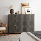 Wooden Fluted 5-Drawer Chest with Curved Silhouette Design