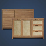 Rattan 3-Drawer 2-Door Storage Cabinet