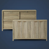 Wooden Fluted Storage Cabinet with 4 Doors