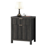 Wooden Fluted 2-Drawer Nightstand with Charging Station