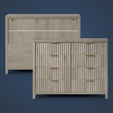 Wooden Fluted Wide Modern Chest of 8 Drawers