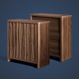 Wooden Wave Pattern Double-Door Storage Cabinet