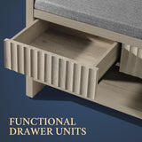 Wooden Fluted Shoe Storage Bench with 2 Drawers