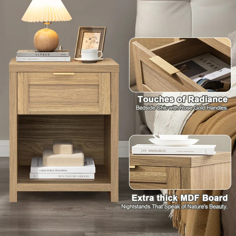 Wooden Single-Drawer Nightstand