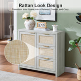 Rattan 3-Drawer 1-Door Storage Cabinet