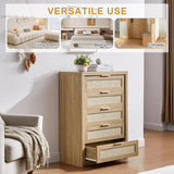 Rattan 5 Drawer Dresser Storage Cane Cabinet