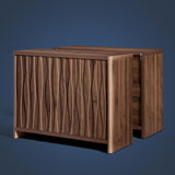 Wooden Wave Pattern 3-Door Storage Cabinet