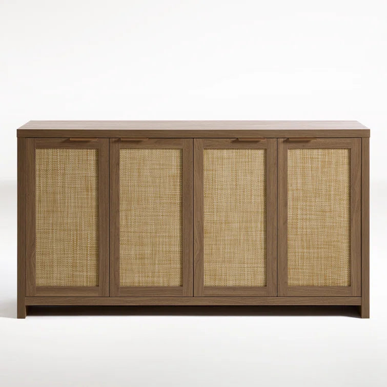 Rattan 4-Door Storage Sideboard Cabinet