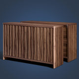 Wooden Wave Pattern 4-Door Storage Cabinet