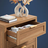 Wooden 5 Drawer Dresser Storage Cane Cabinet