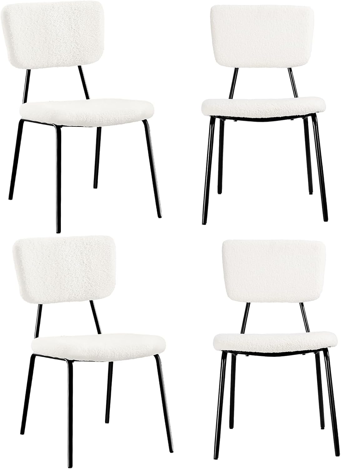 Boucle Fabric Dining Chairs Set of 4