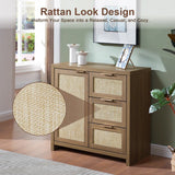 Rattan 3-Drawer 3-Door Storage Cabinet