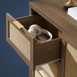 Rattan 3-Drawer 2-Door Storage Cabinet