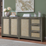 Rattan 3-Drawer 1-Door Storage Cabinet