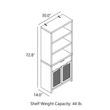 Rattan Double Doors Wooden 5-Tier Tall Bookcase Cabinet