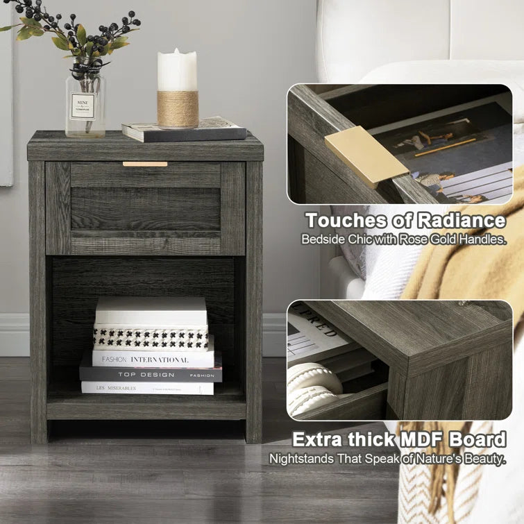 Wooden Single-Drawer Nightstand