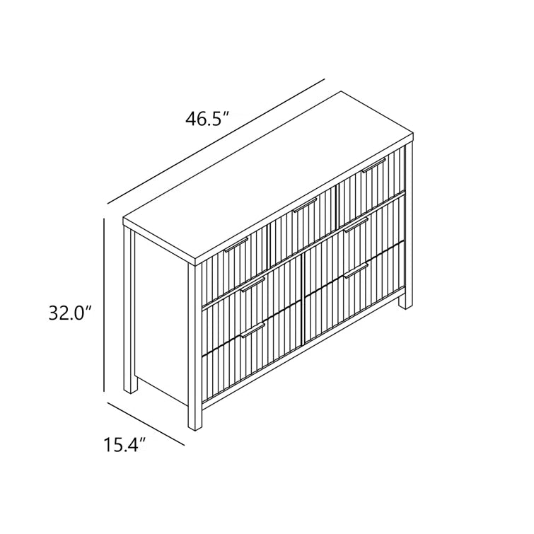 Wooden Fluted 7-Drawer Dresser Storage Chest