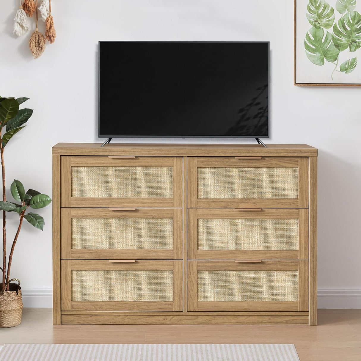 Rattan 6-Drawer Dresser Storage Chest