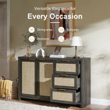 Rattan 3-Drawer 2-Door Storage Cabinet