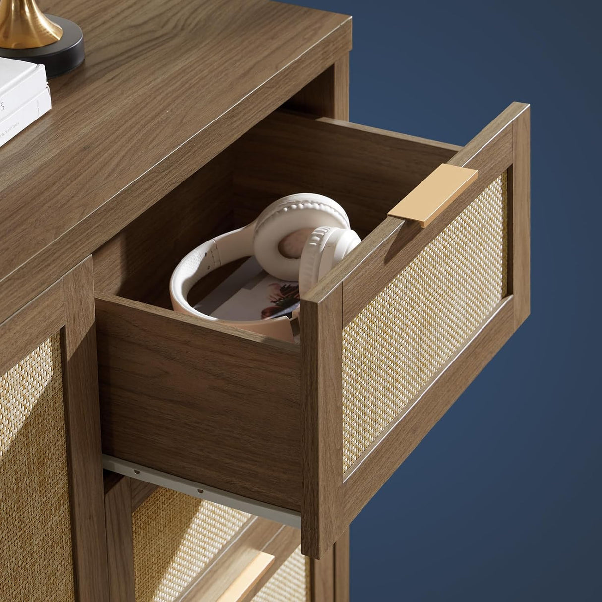 Rattan 3-Drawer 1-Door Storage Cabinet