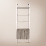 Wooden Fluted Ladder 5 Tier Open Tall Bookshelf