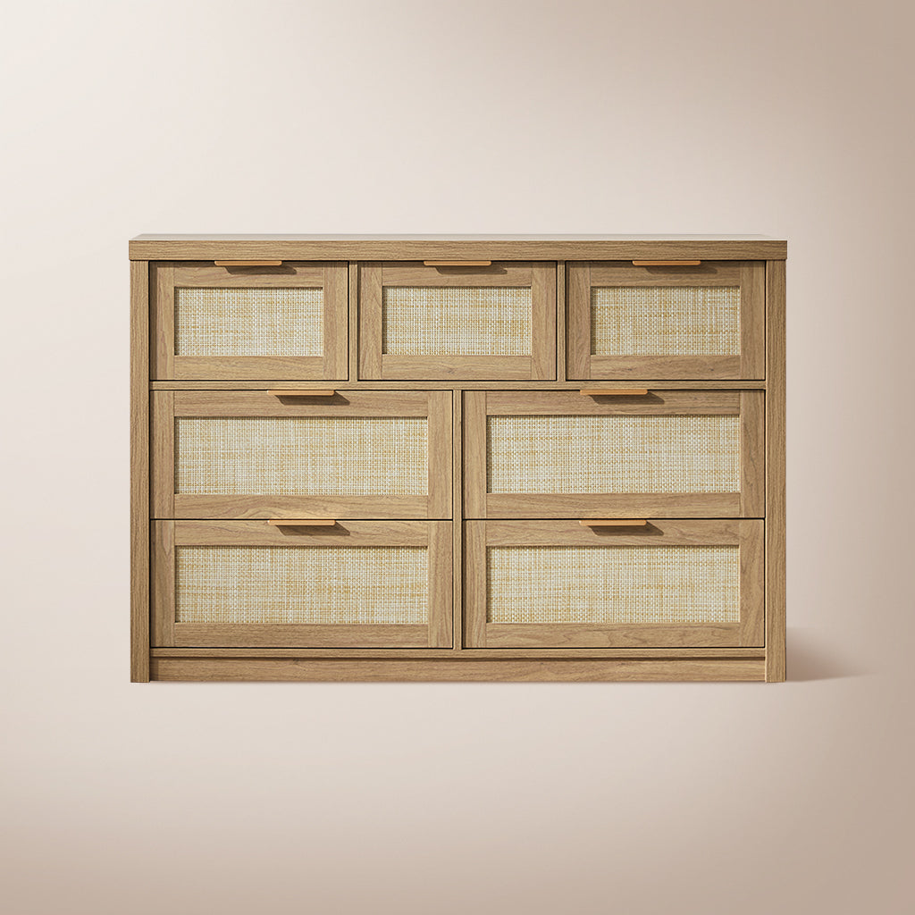 Rattan 7-Drawer Dresser Storage Chest