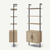 Rattan Ladder 5 Tier Open Tall Bookshelf