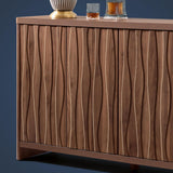 Wooden Wave Pattern 3-Door Storage Cabinet