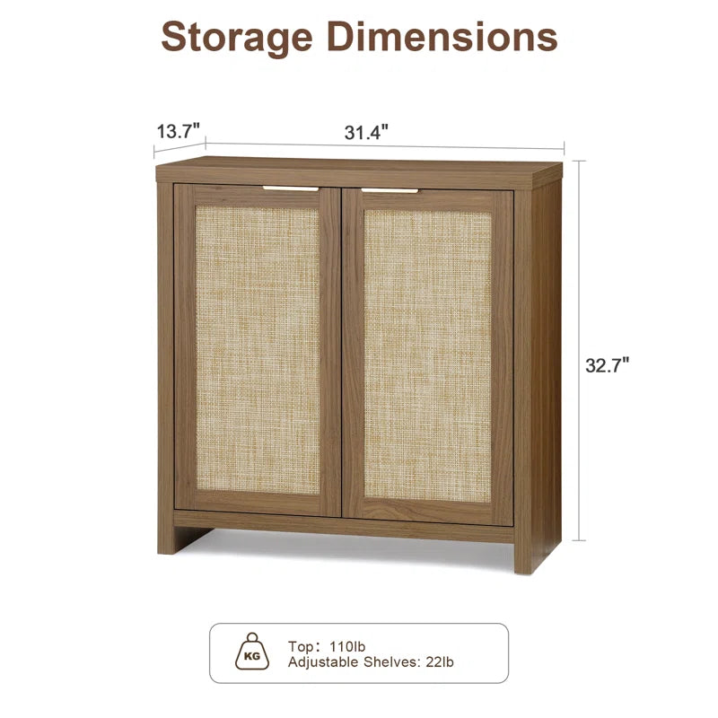 Rattan 3-Drawer 3-Door Storage Cabinet