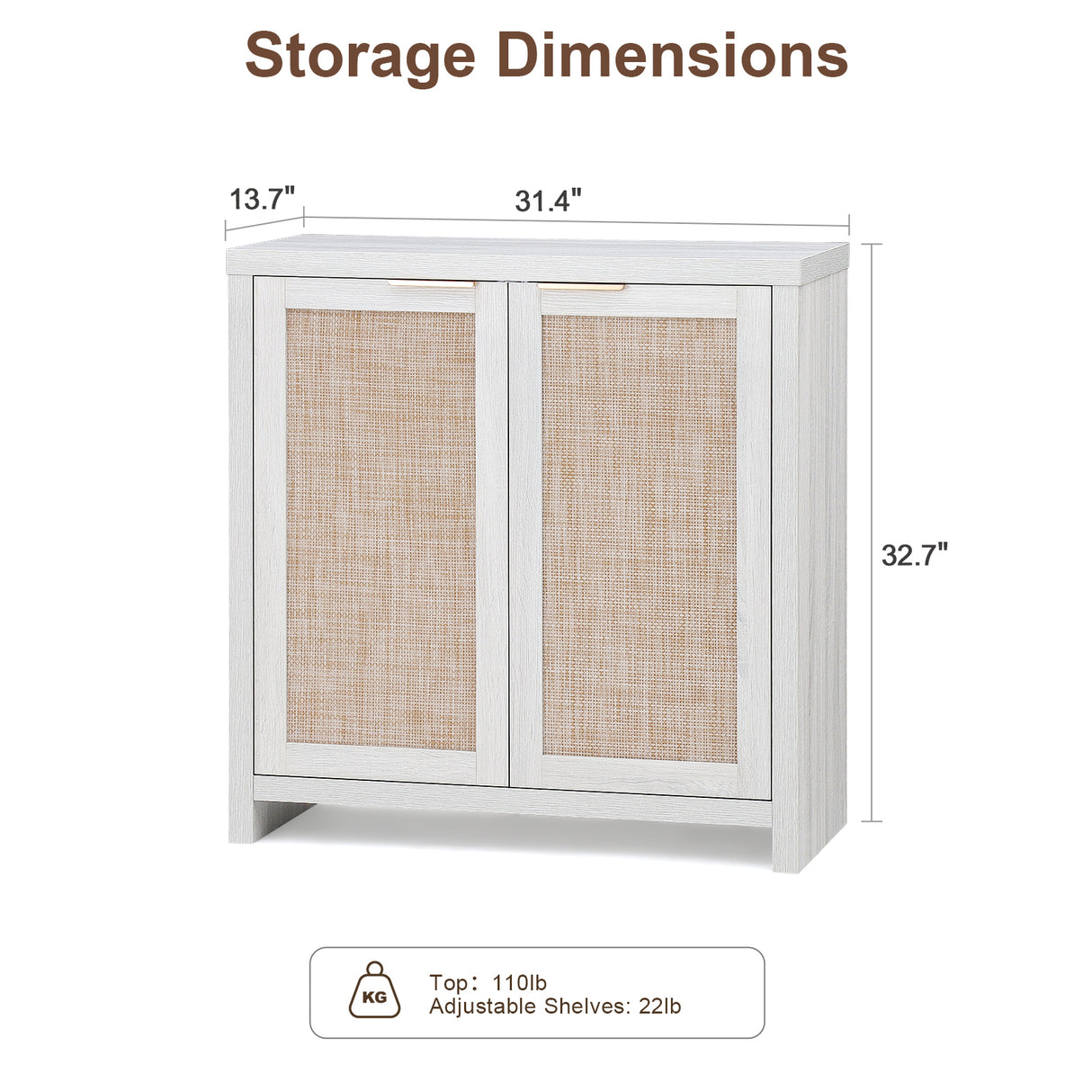 Rattan 2-Door Storage Sideboard