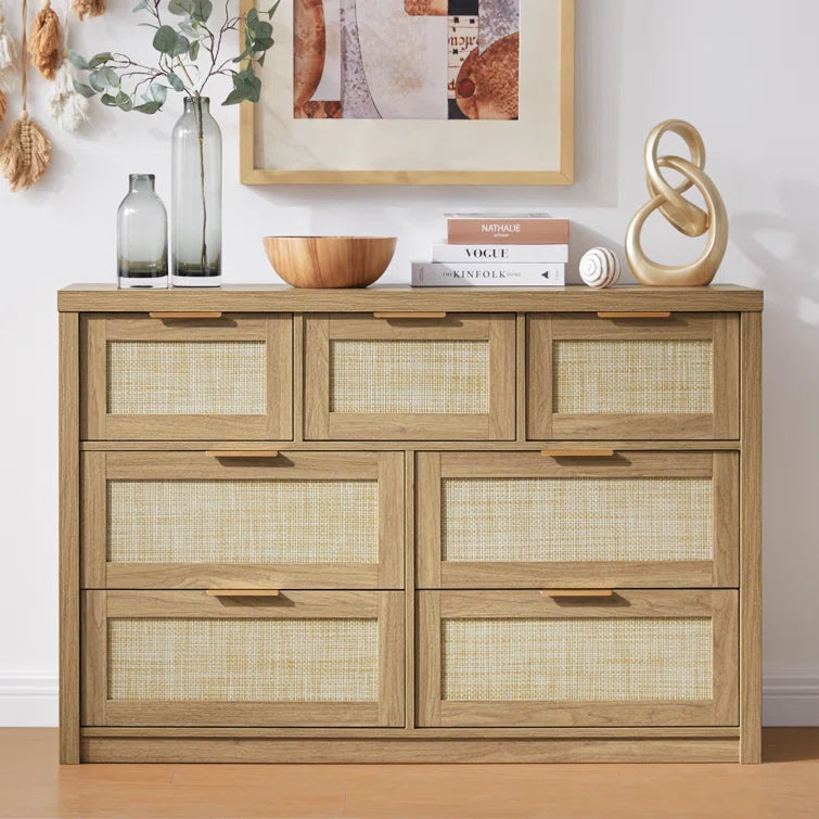 Rattan 7-Drawer Dresser Storage Chest