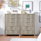 Wooden Fluted 5-Drawer Chest with Curved Silhouette Design