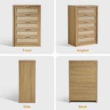 5 Drawer Rattan Dresser Storage Cane Cabinet