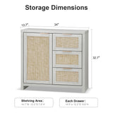 Rattan 3-Drawer 1-Door Storage Cabinet