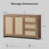 Rattan 3-Drawer 2-Door Storage Cabinet