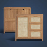 Rattan 3-Drawer 1-Door Storage Cabinet