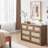 Rattan 7-Drawer Dresser Storage Chest