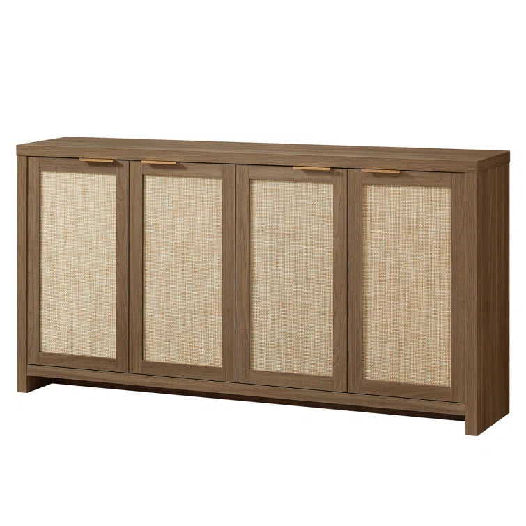 Rattan 4-Door Storage Sideboard Cabinet